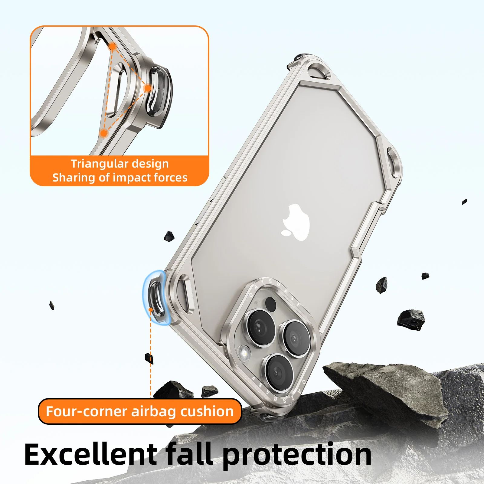 Eary for iPhone 17 16 15 Pro Max Air Phone Case Metal Frameless Shockproof Protective Bumper Minimalist Slim Ultra-thin 17 Cover
