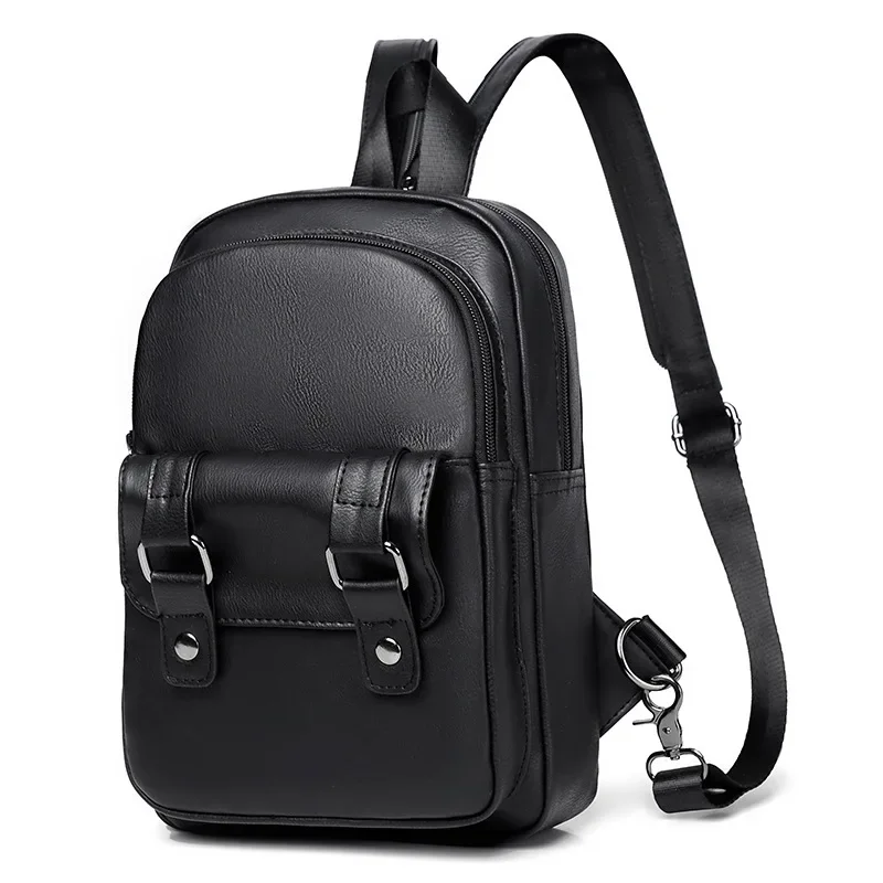 Mochila pequeña de cuero sintético para hombre, de buena calidad bolso de  hombro, informal, de negocios