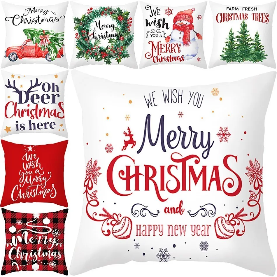 

Рождественское украшение для вечеринки, рождественская елка, серия, льняной диван, автомобильный чехол для подушки, Красная рождественская наволочка, фермерский дом, Рождество