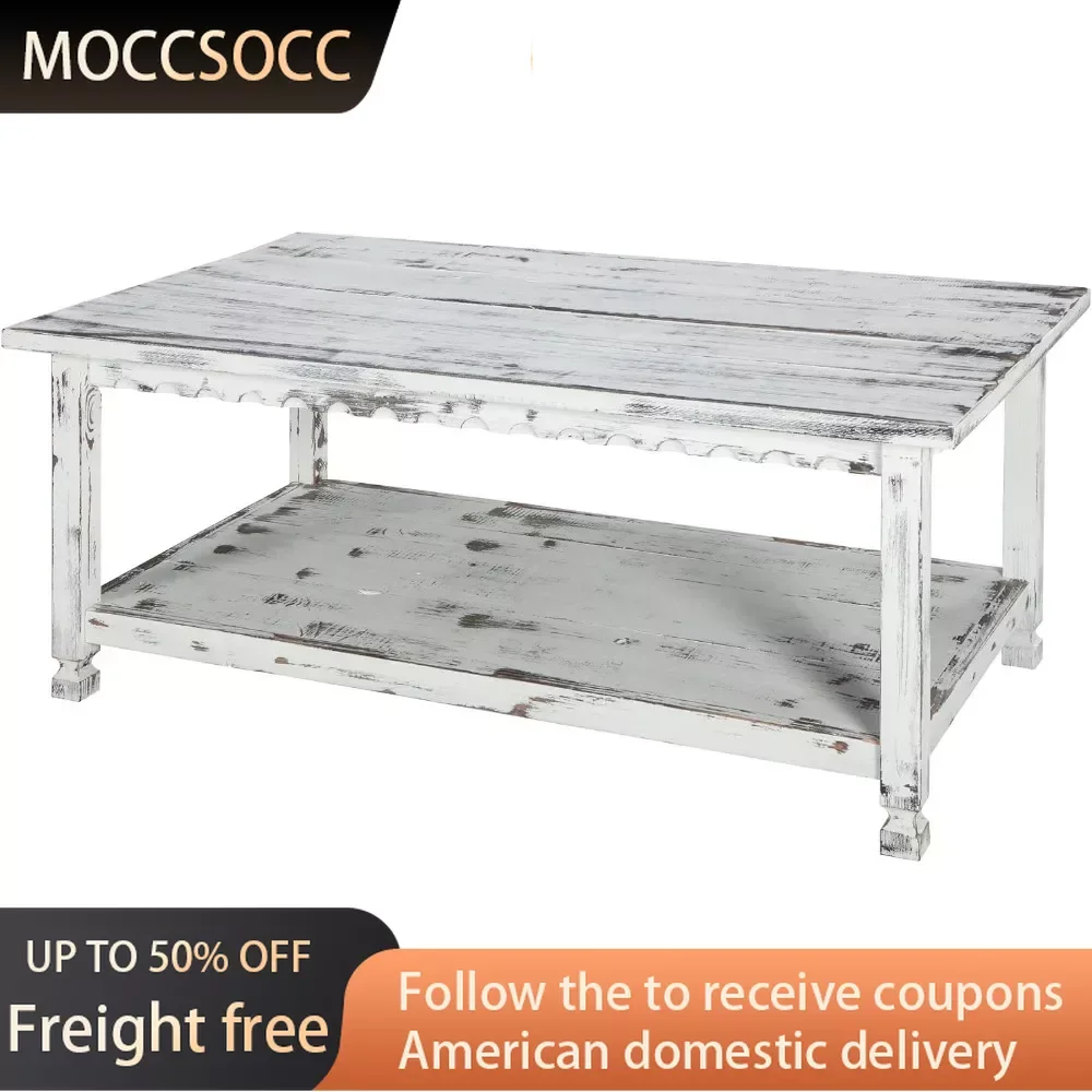 

Rustic Rectangluar Coffee Table With 1 Shelf Lift Top Coffee Table for Living Room Furniture White Antique Freight Free Tables