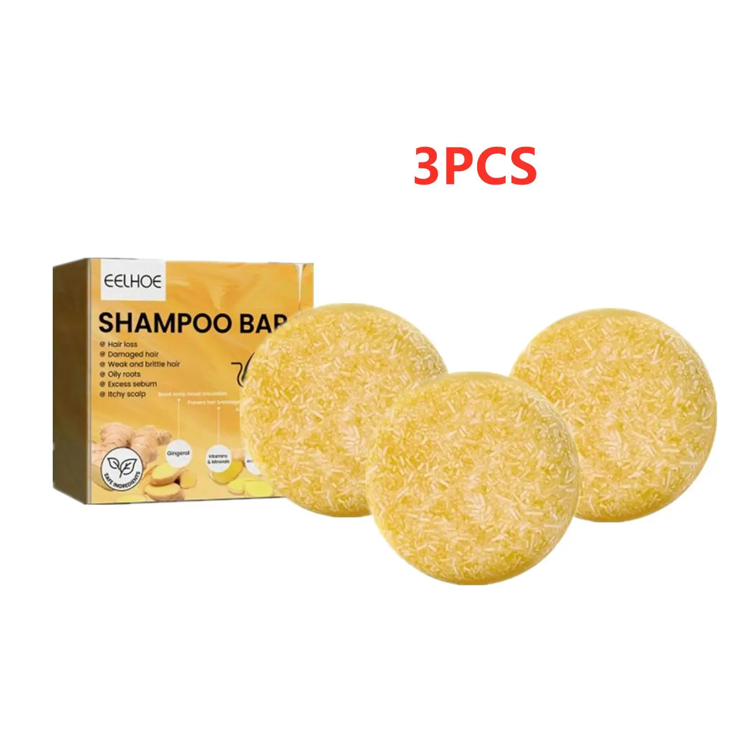 

3PCS Ginger Shampoo Soap Anti-shedding Nursing Soap Shampoo Shampoo Soap Hair Follicle Repair Hair Care