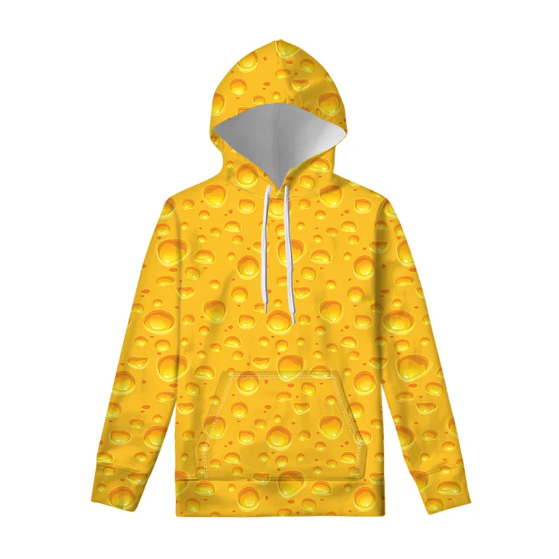 thumbnail image 1 of Sudadera con capucha con estampado 3D de queso de dibujos animados para hombres, ropa para niños, sudadera fresca de primavera y otoño, jersey de manga larga, sudaderas casuales con capucha, 1 of 5