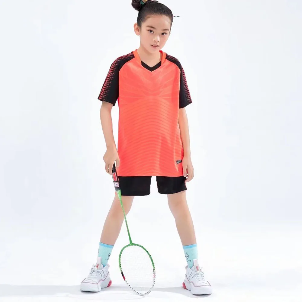 2 Pieces Children Tennis Suit Set Summer Short Sleeve T-shirt Shorts Tracksuit Boys Girls Badminton Ping Pong Sportswear