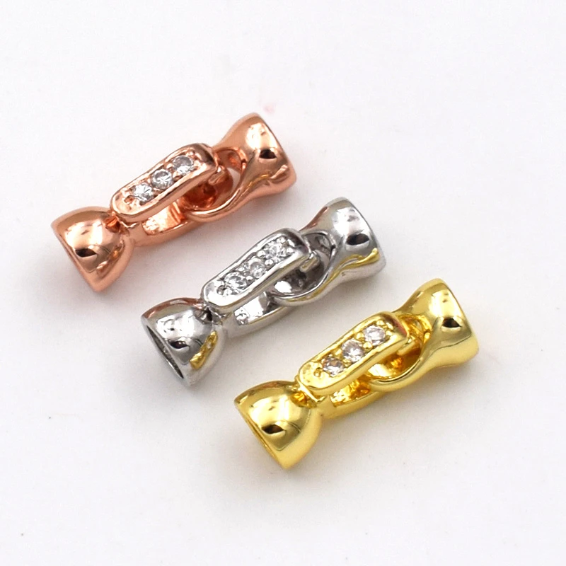 

Wholesale 1PCS 925 Sterling Silver Micro Inlay Three Sparkling Zircons Diy Jewelry Making Necklace Bracelet Linking Clasp