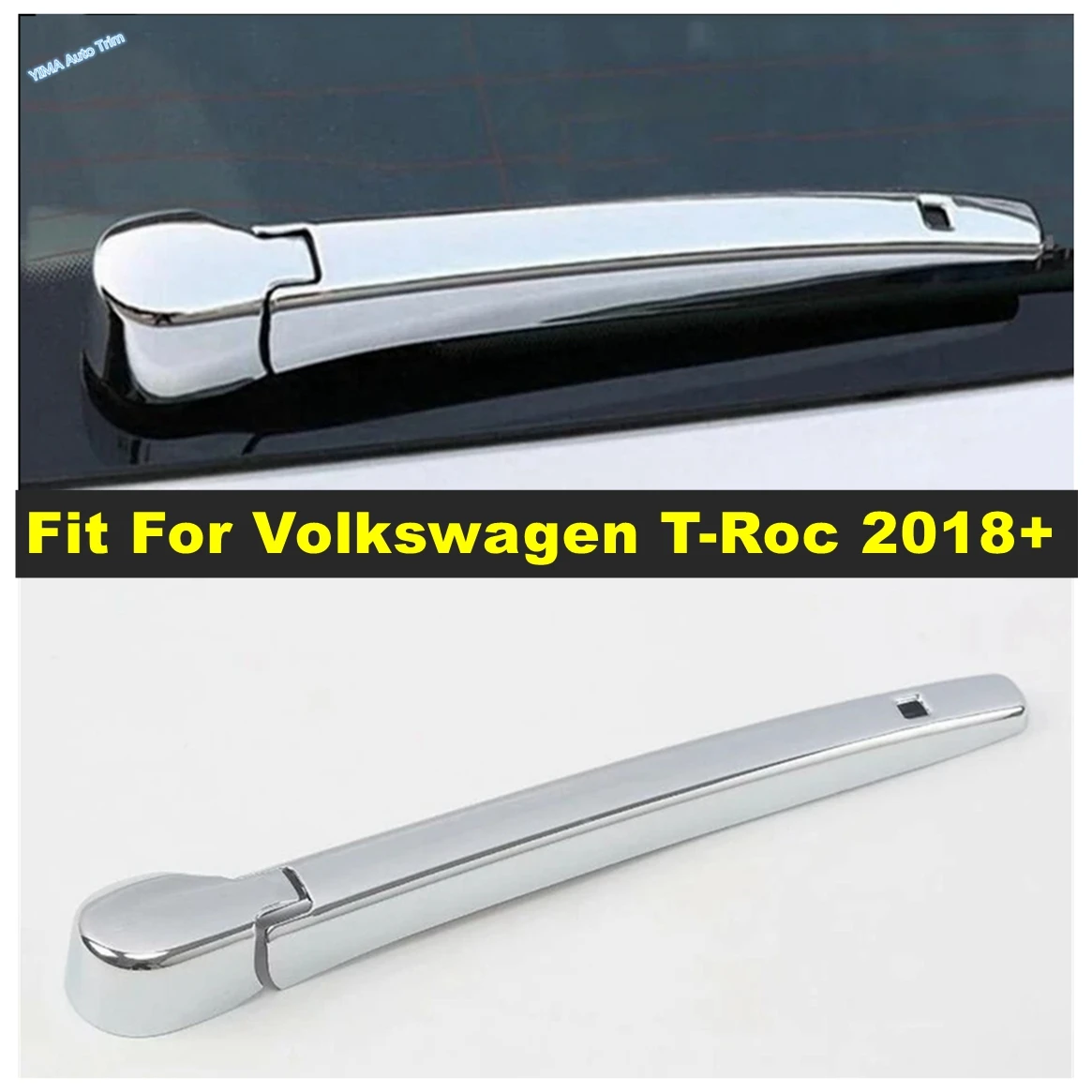 

Rear Windshield Window Windscreen Rain Wiper Cover Trim Frame Fit For Volkswagen T-Roc 2018 - 2020 Chrome Exterior Accessoris