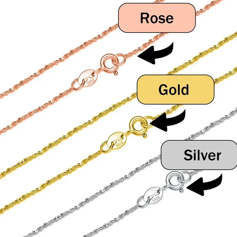 TrustDavis Real 925 Sterling Silver Necklace Water-wave Snake Beads Box Chain 40/45cm Necklace For Woman Necklace Jewelry DC25 - Image 3