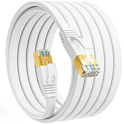 High - Speed Flat Shielded Cat 7 Ethernet Cable for Internet Connectivity (WHITE)