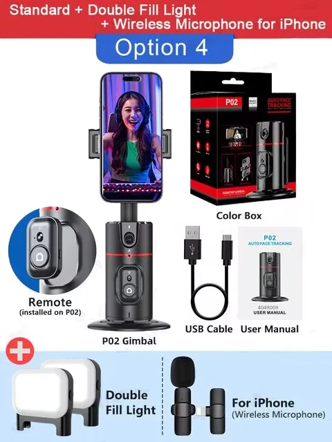 360° Rotating AI Gimbal Stabilizer with Remote Shutter