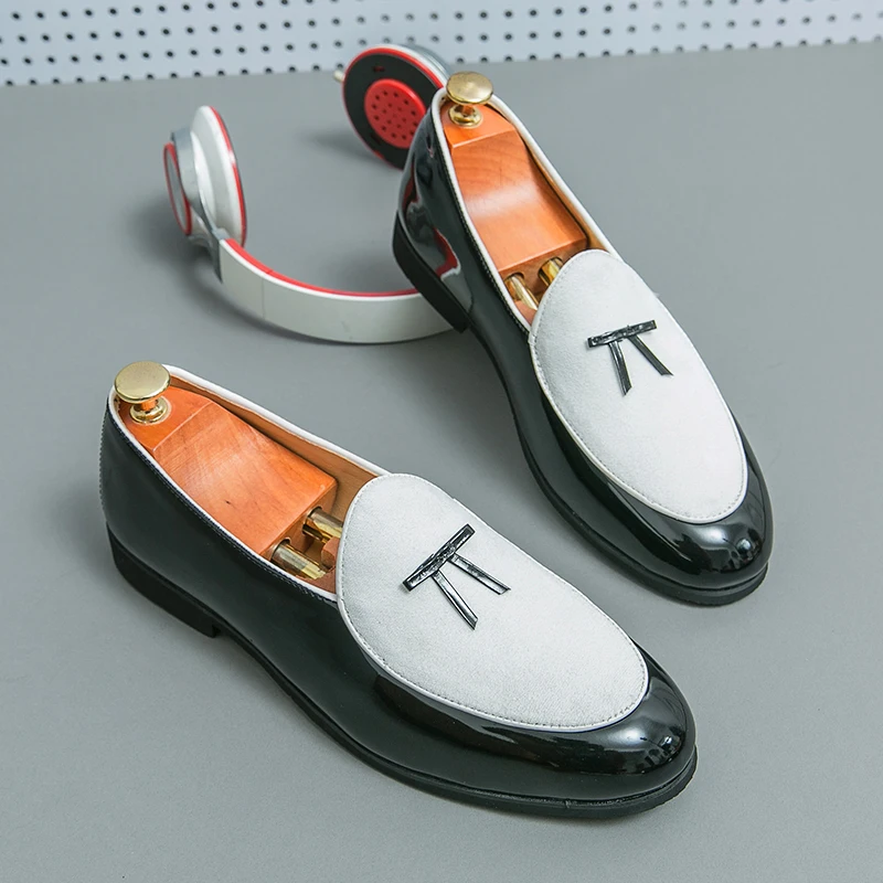 

Новые мужские лоферы разных цветов, мужские деловые туфли без застежек с круглым носком, искусственная кожа, размеры 38-48, Мужская Классическая обувь