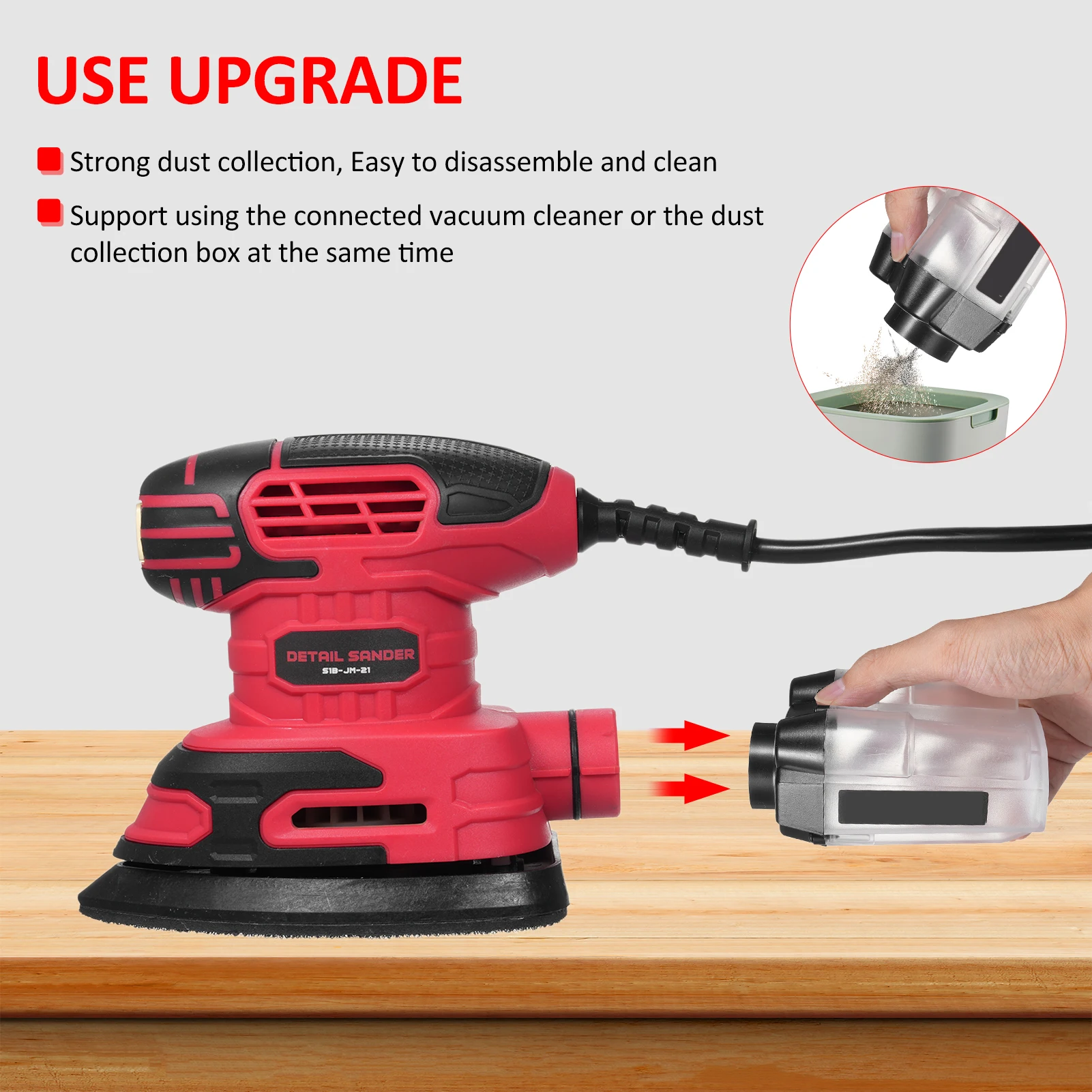 Compact Electric Sander Detail Sanding Machine 13000 OPM Woodworking Tools for Wood with Dust Collection Bag 20 Sandpapers electric sander sanding paper