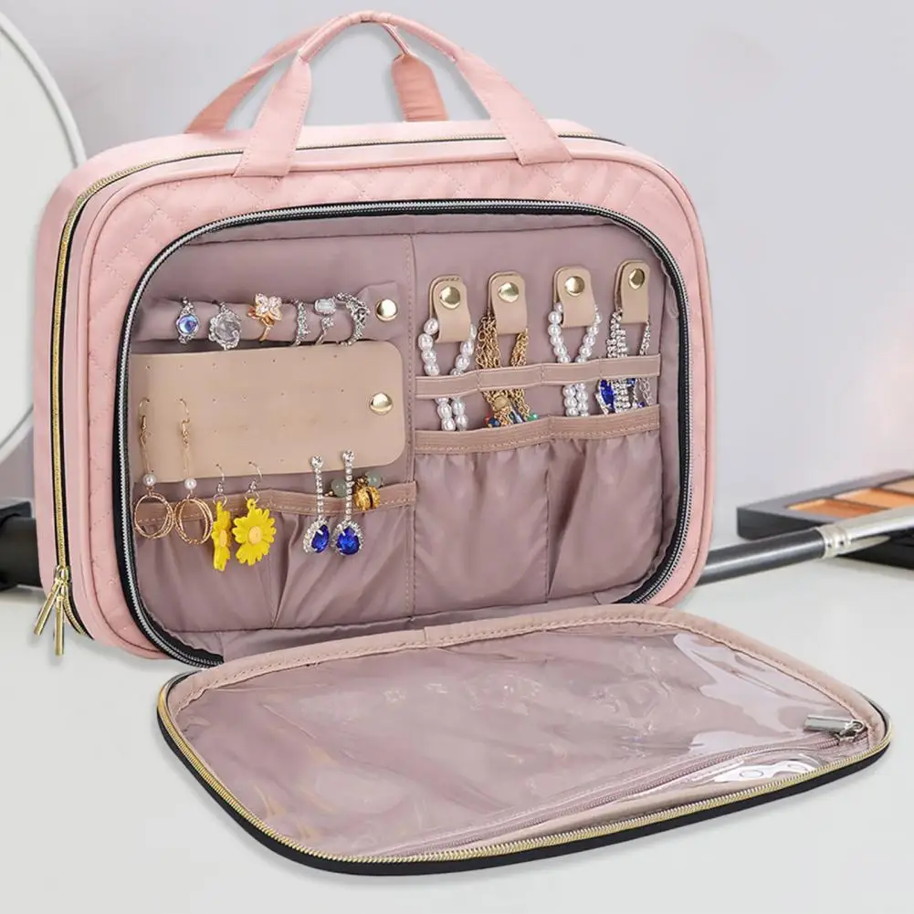 

Вместительная дорожная косметичка с верхней ручкой и отделением для ювелирных изделий