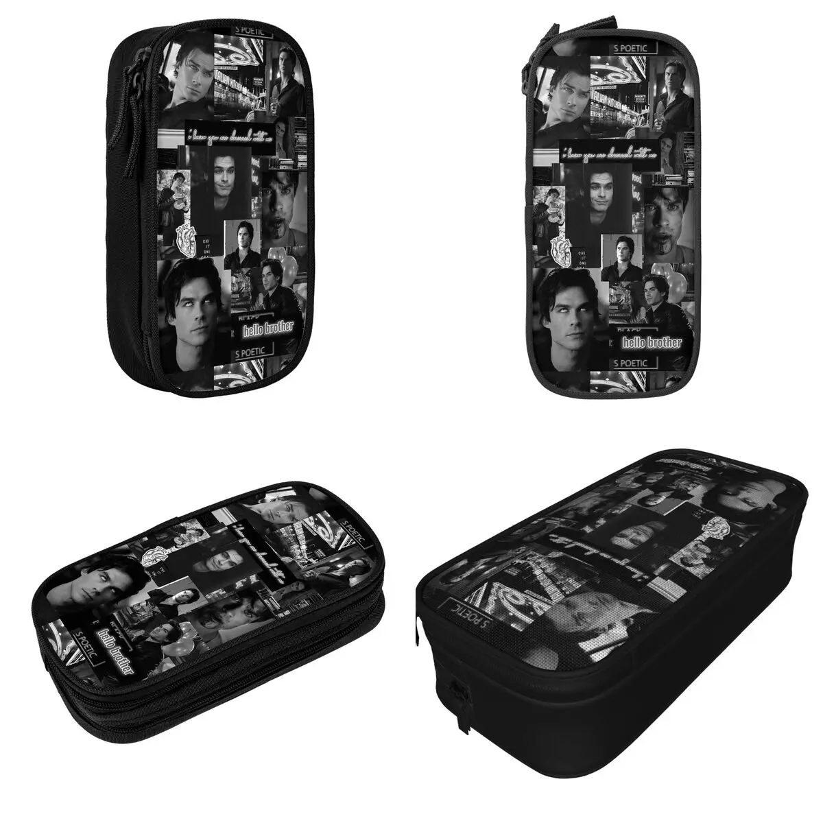 Damon Salvatore The Vampire Diaries Pencil Cases Pen Holder Bags Girls Boys Large Storage School Supplies Gifts Pencilcases
