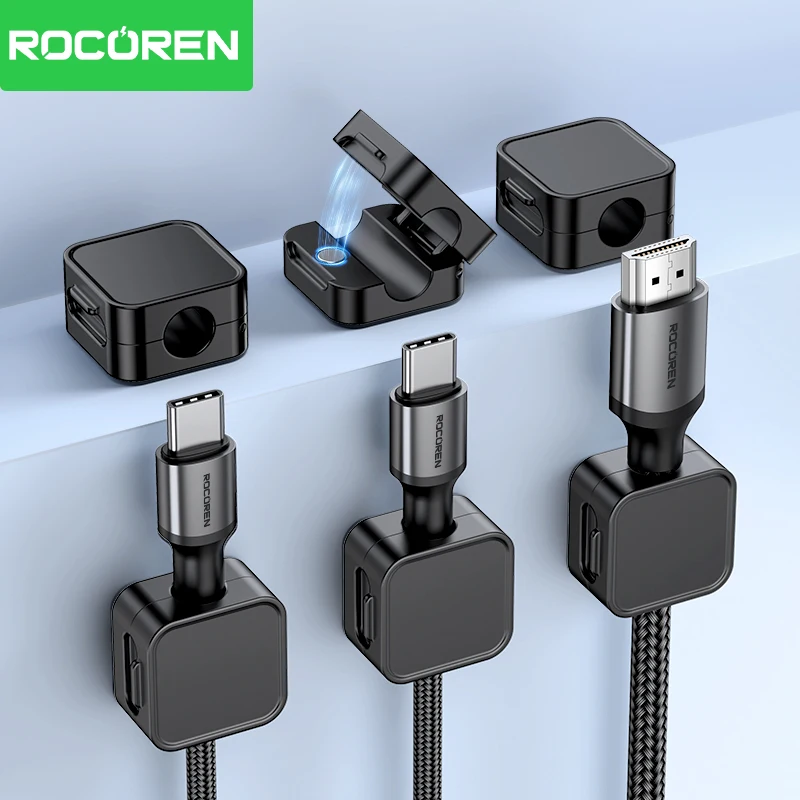 18 Clip Magnetiche Per Cavi, Organizer Regolabile Per Scrivania, USB, HDMI, Casa E Ufficio, Nero