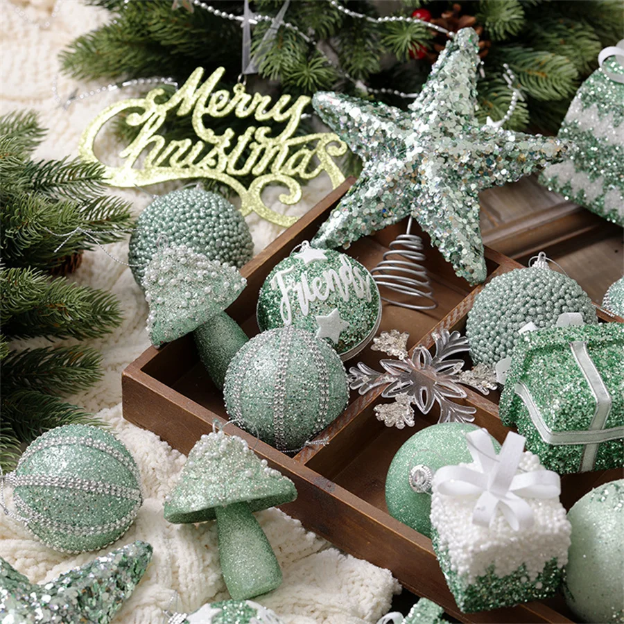 

New Green Christmas Balls Christmas Tree Decorations Hanging Decorations Hanging Decorations Hand Painted Colorful Balls Christm