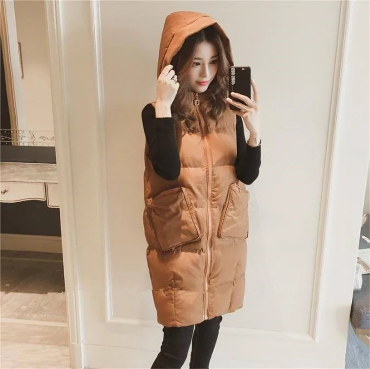 long puffer Women Sleeveless Zipper Vest Jacket Winter Glossy Thick Long Cotton Padded Vest Ladies Stand Collar Shiny Waistcoat for Female north face parka