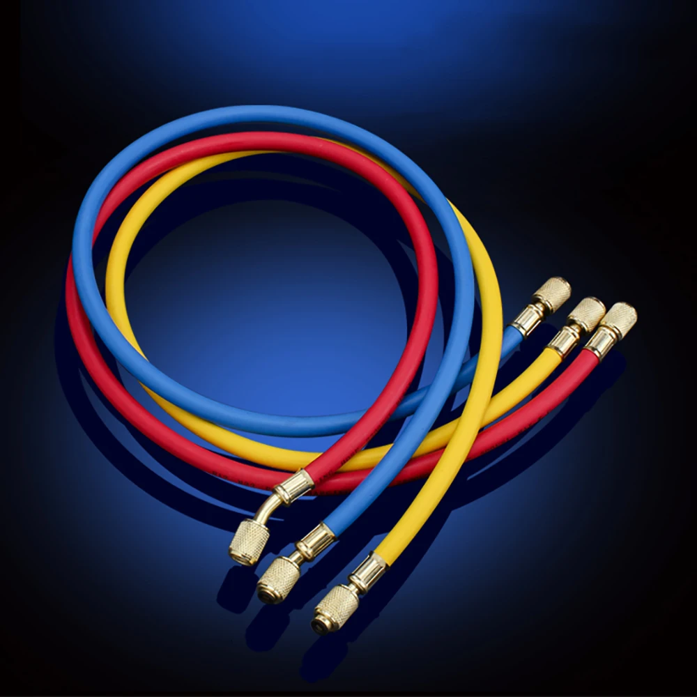 Tubi Di Ricarica Per Refrigerazione Da 1.5M Per R134A R410A R22 R12 R502 Testo 550 Strumenti Per Condizionatori D'Aria Accessori Tubo Manometro Collet