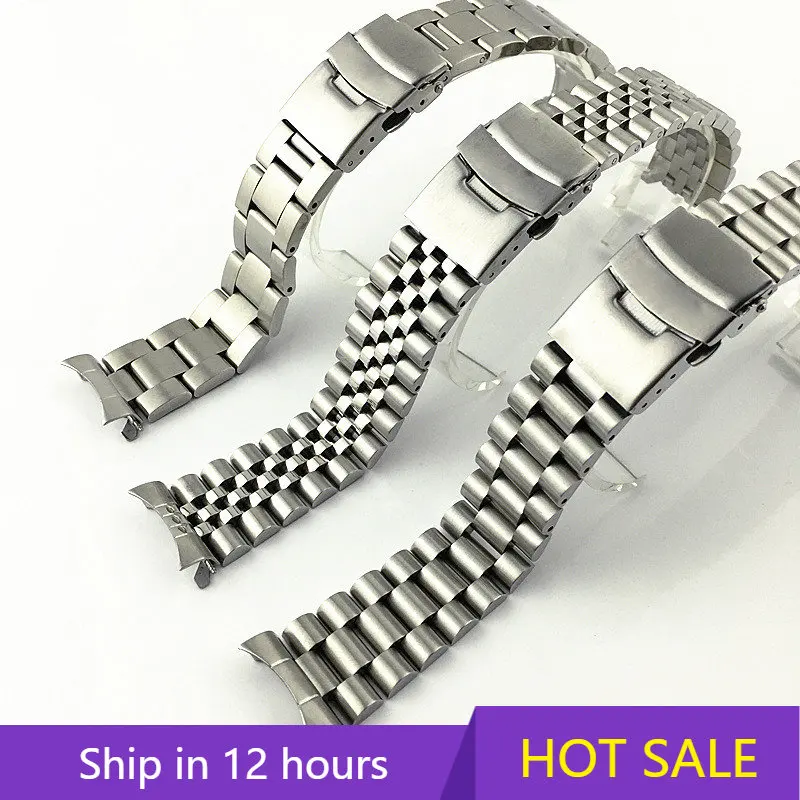 For Seiko Solid Stainless Steel Band 20mm 22mm Men's Sports Strap srpd skx007/skx009 SRPD63K1 jubilee Curved End bracelet