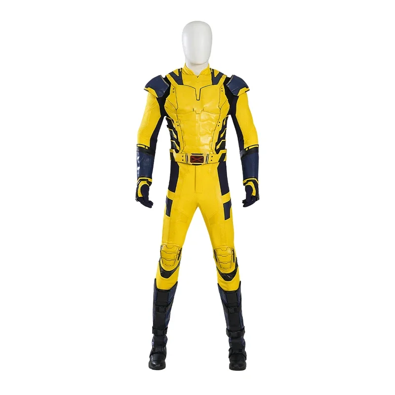 New Yellow Set  Movie Wolverine Cosplay Costume Jumpsuit Vest Gloves Belt Wolf Steel Claw For Men Custom Made Party Game Set