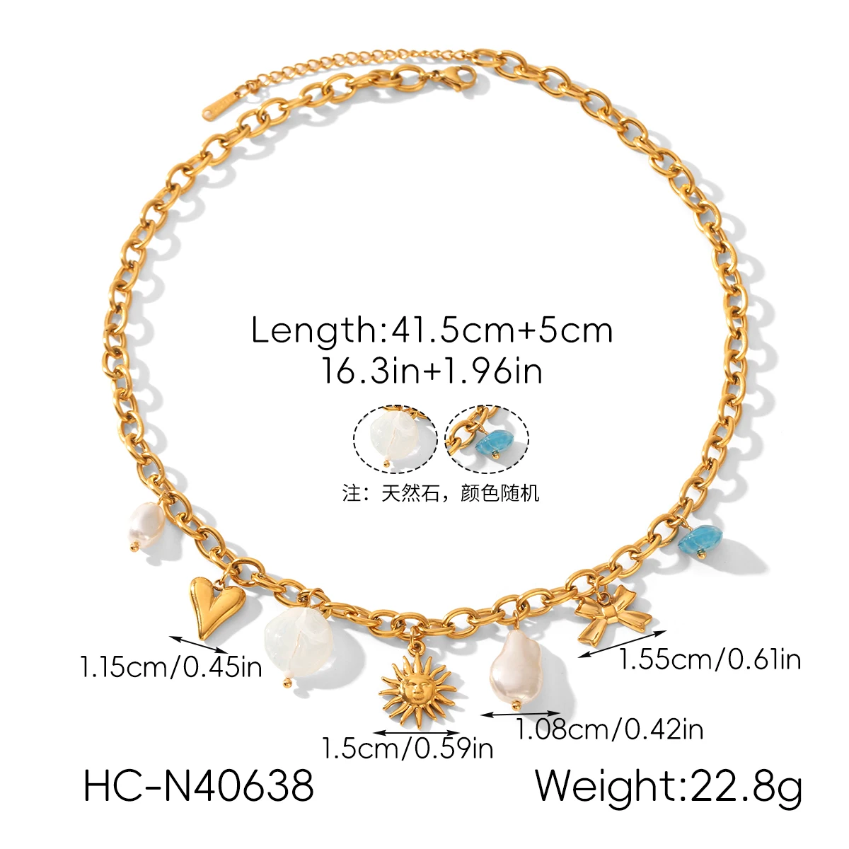 Y2K-Accessoires, vergoldeter Charm-Perlenkette, Damen-Choker, hochwertiger Edelstahlschmuck, wasserdicht, Geschenk für sie – Detail 13