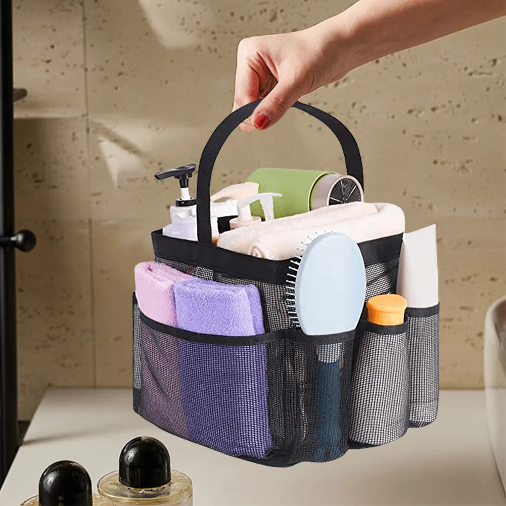 Mesh Shower Caddy Shower Basket Quick Dry Shower Tote Bag Large Capacity Shower Organizer Bag with Handle for Beach Swimming Gym