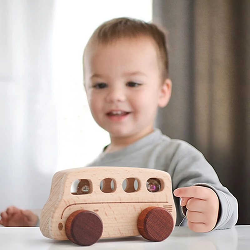 سيارة "بيبي باص" الخشبية الناعمة (Mini Wooden Car)