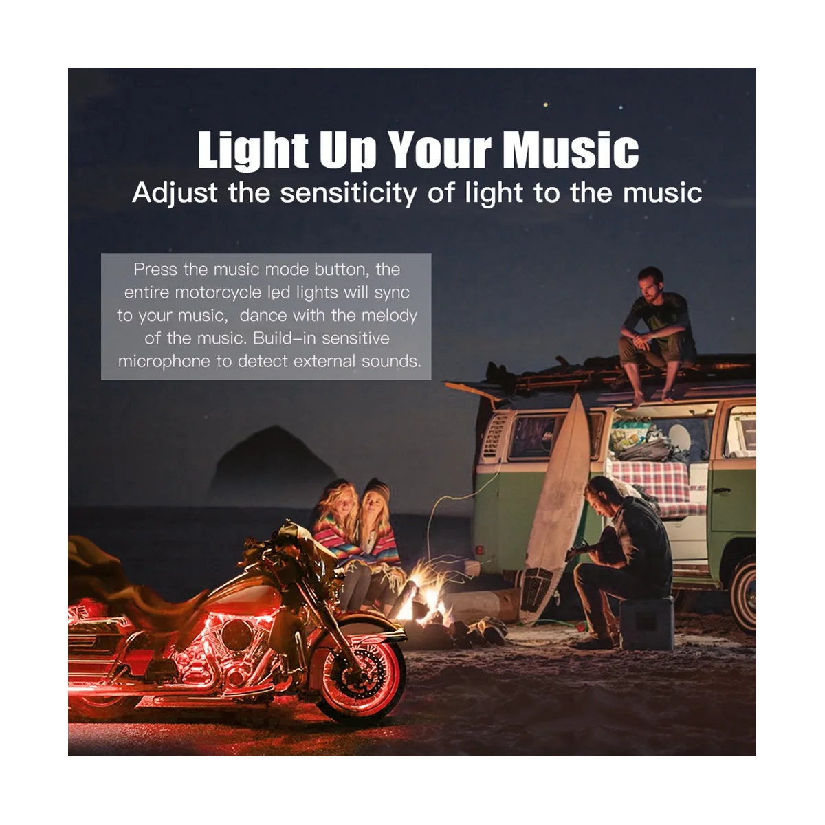 

8PCS Motorcycle Underglow LED Light Kit, App Control Multicolor Motorcycle LED Light Kit RGB Strips Light Waterproof