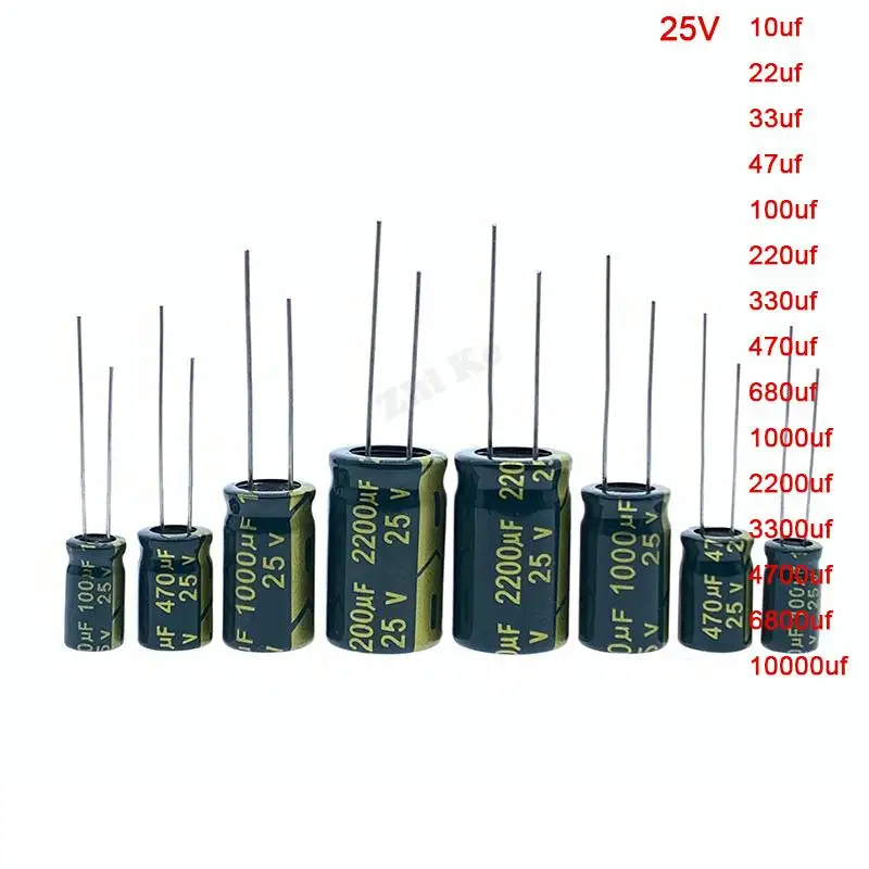 25V 10~10000uf aluminum electrolytic capacitor high frequency 10uf 22uf 33uf 47uf 100uf 220uf 680uf 2200uf 3300uf 4700uf 6800uf 10v aluminum electrolytic capacitor 100uf 220uf 330uf 470uf 680uf 1000uf 2200uf 3300uf 4700uf 6800uf 10000uf