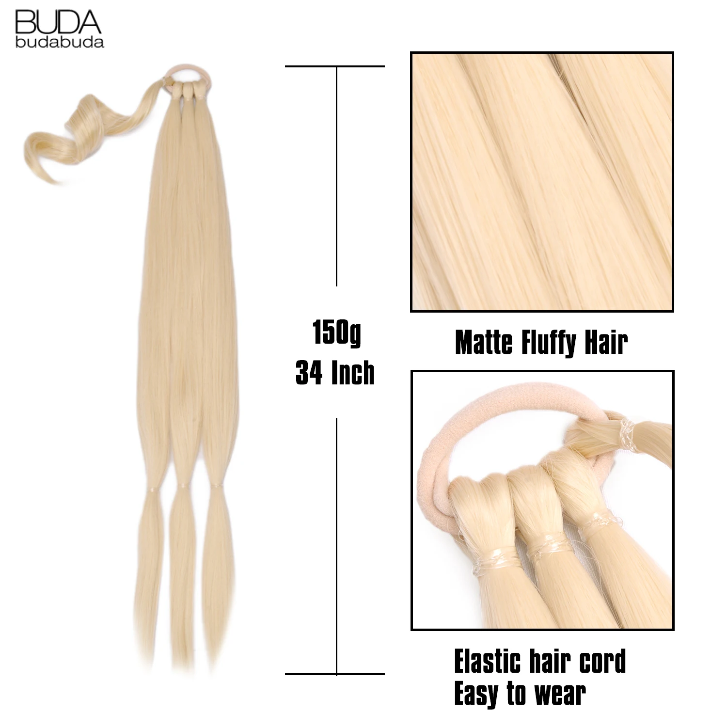 34” Braid Ponytail Extension - Langes glattes Wrap Around Haarteil - Flauschiges natürliches Haar für Frauen - Tägliches Styling - DIY 4