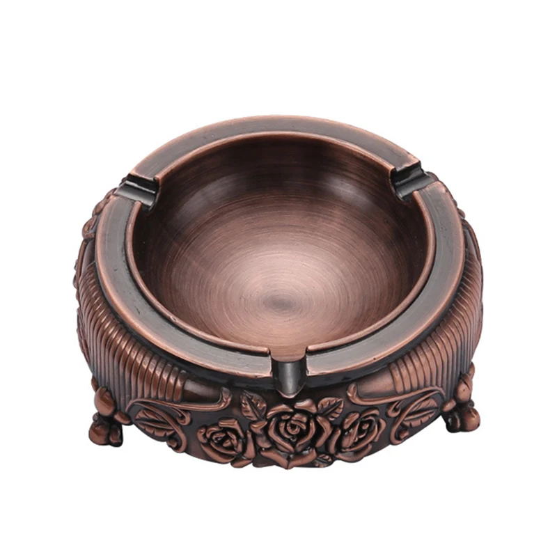 Metal Ashtray Mini Vintage Metal Ashtray with Embossed Flower for Outdoor and Indoor Use