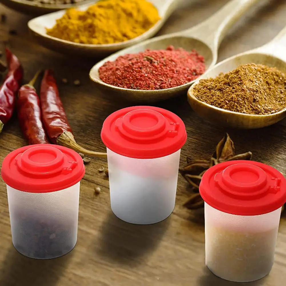 Mini Condiment Bottles Airtight Spice Containers Set of 2 Plastic Salt Pepper Shakers with Lids Moisture for Kitchen for Picnic