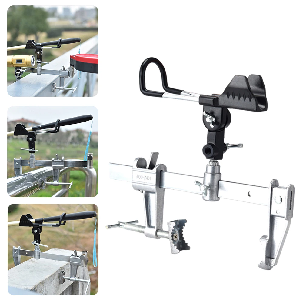 Boat Fishing Rod Holders Adjustable 360 Clamp On Type fishing Rod Bracket Bridge Railing Hand Pole Sea Pole Turret Support