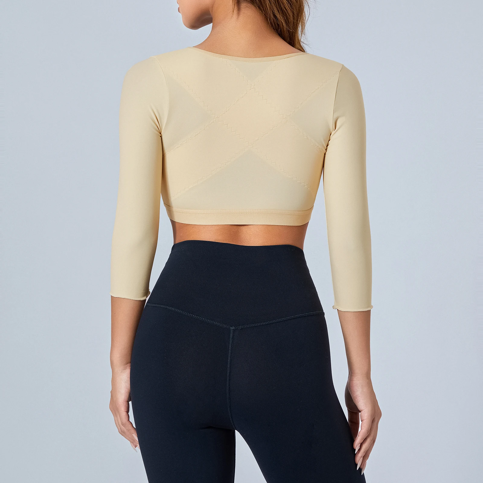 Women Shapers Soft Intimates Daily Underwear Solid Color Long Sleeves Front Entry Push-Up Wire-Free Sports Bra Chest Pad body shaper push bra