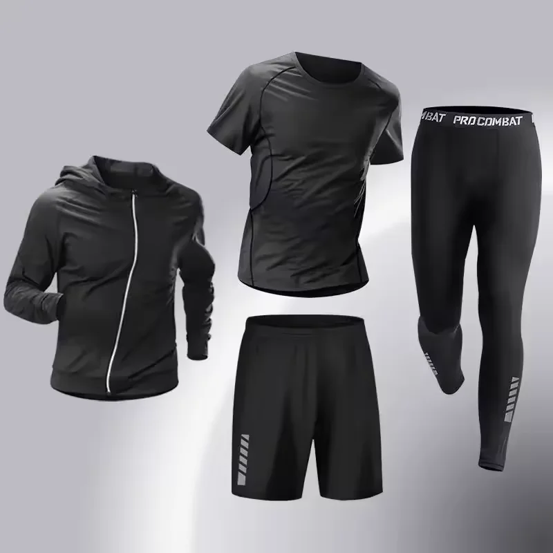 Sports Suit Fashion 5 Pieces Men's Running Sports Clothing Set Fitness Jogging Compression Suit Training Suit Sports Clothing Dry Fit Leggin