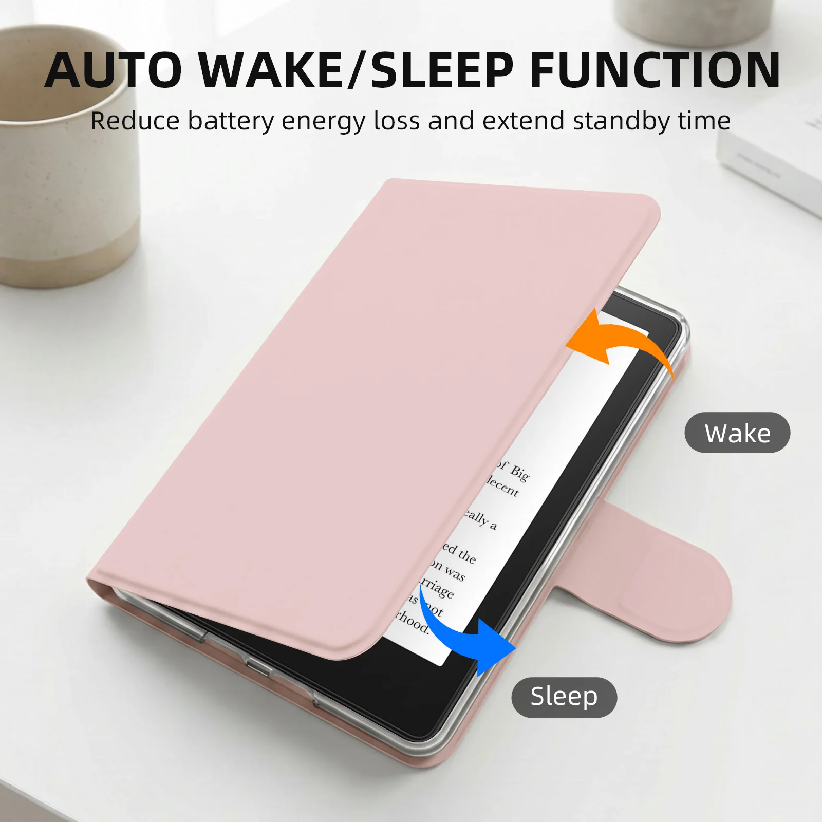 Magnetic Detachable Book-Style Kindle Case with Clasp and Auto Wake/Sleep Feature