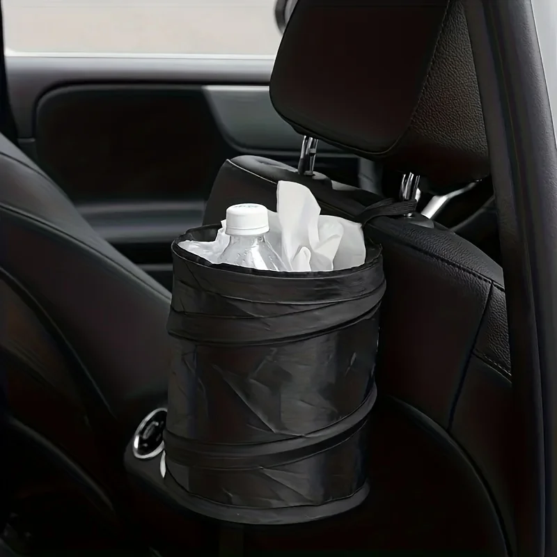 Car Trash Can Portable Durable Foldable Hanging Car Storage Bucket Chair Back Oxford Cloth Storage Bag 1pc