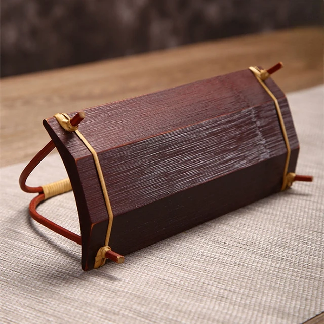Kézi Szőtt Rattan Tároló Tálca Fa Fogantyú Kosár Kenyér Élelmiszer -Tányér Gyümölcs Torta Tál Vacsora - Image 5