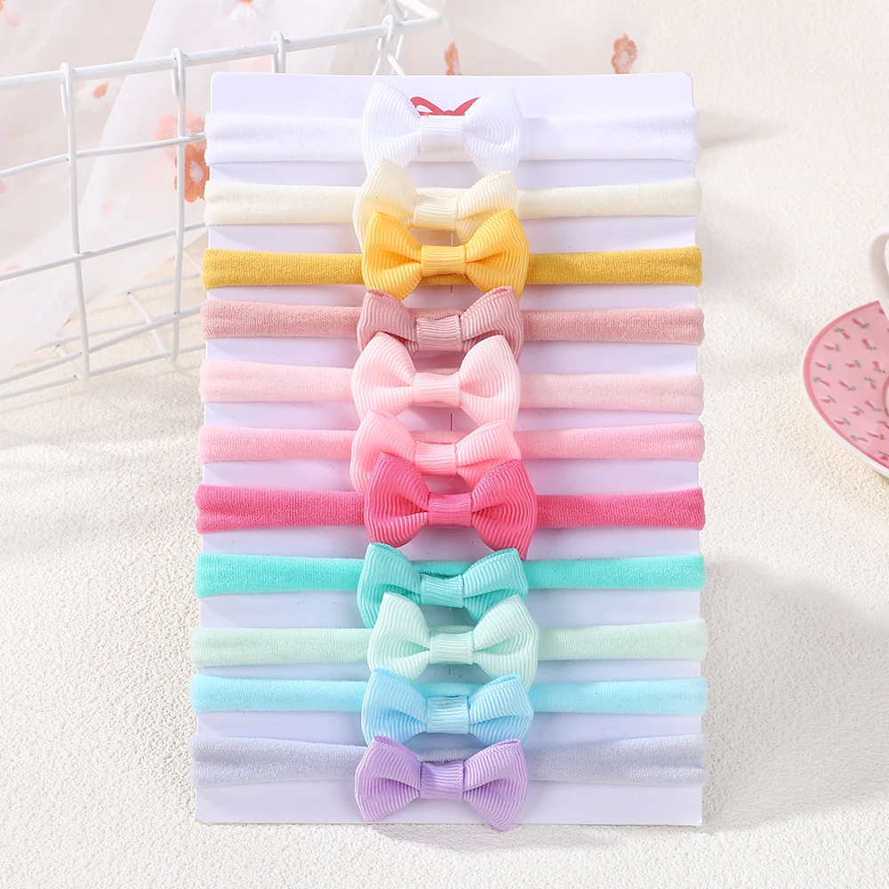 11pcs Ribbon Bows Headband Set for Baby Girls Newborn Kids Children Nylon Bands Elastics Bowknot Hairbands Hair Accessories