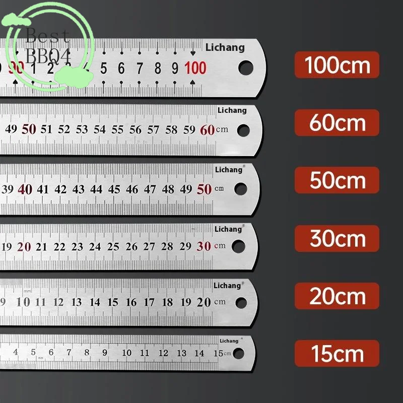 BBQ4 1Pcs 15/20/30/40/50cm 가정 학교용 스테인레스 스틸 금속 직선 눈금자 정밀 측정 도구 그리기 도구 용품