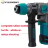 26mm Brushless Rotary Electric Hammer SDS Plus Cordless Hammer Drill 2 Modes Drilling and Chiseling Tool for Makita 18V Battery 4
