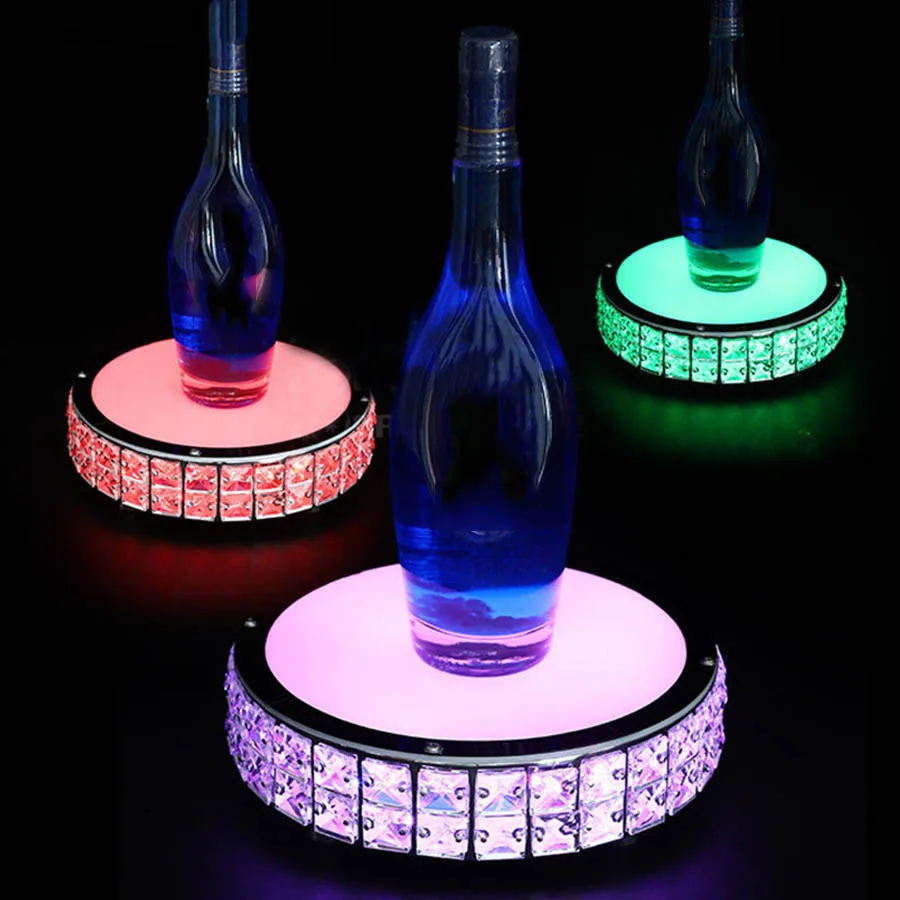 Crystal LED Wine Bottle Display Stand LED Illuminated Bottle Holder for Wine Champagne Bottle Glorifier Presenter Decor