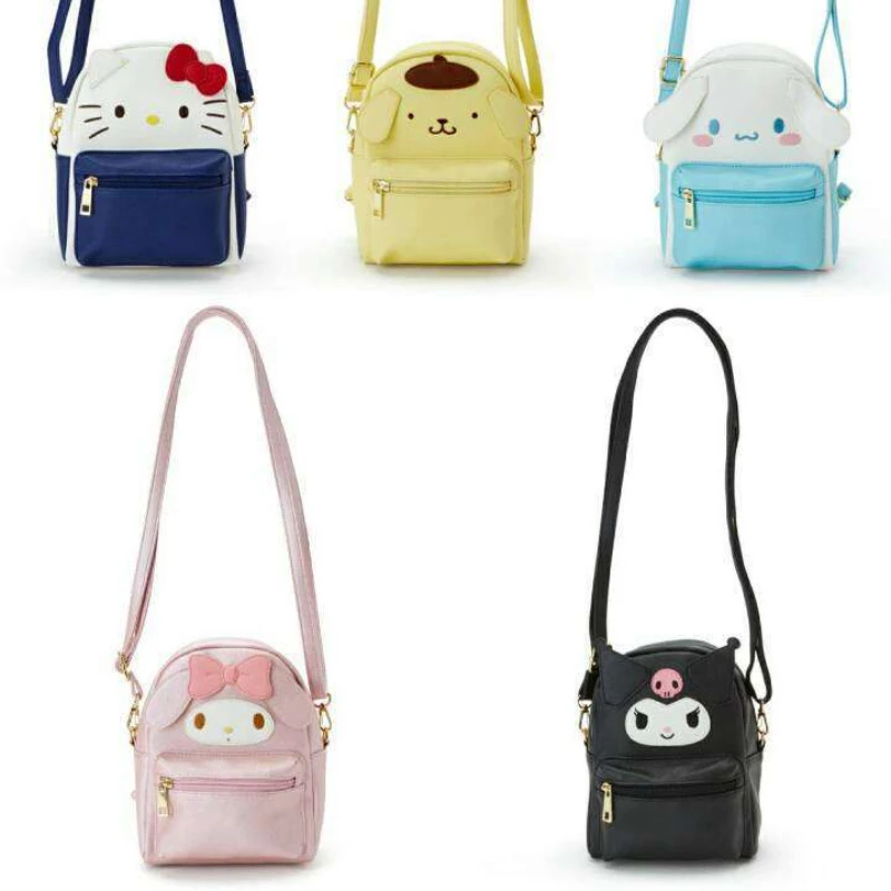 

New Cartoon MyMelody PU Backpack with Oblique Cross Dual Use Backpack Cute Cinnamoroll PomPomPurin Children's Backpack