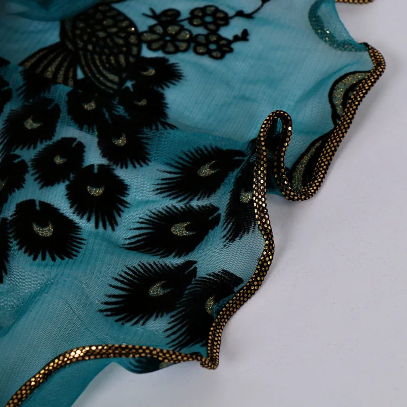 The New 2024 of Popular Fashion Peacock Flocking Breathable cut Scarves lace Ladies scarf Bronzed scarf 40x190cm 6