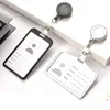 Fashion Metal Card Cover Case Bank Business Work Card Holder with ABS Retractable Badge Reel Lanyard Credit ID Card Badge Bag 2