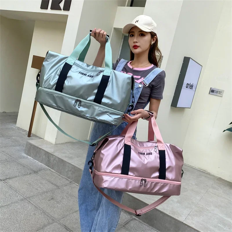 Large Capacity Women Gym Bags Pearlescent Sports Fitness Training Handbag With Shoes Pocket Waterproof Yoga Travel Duffel Bag 2