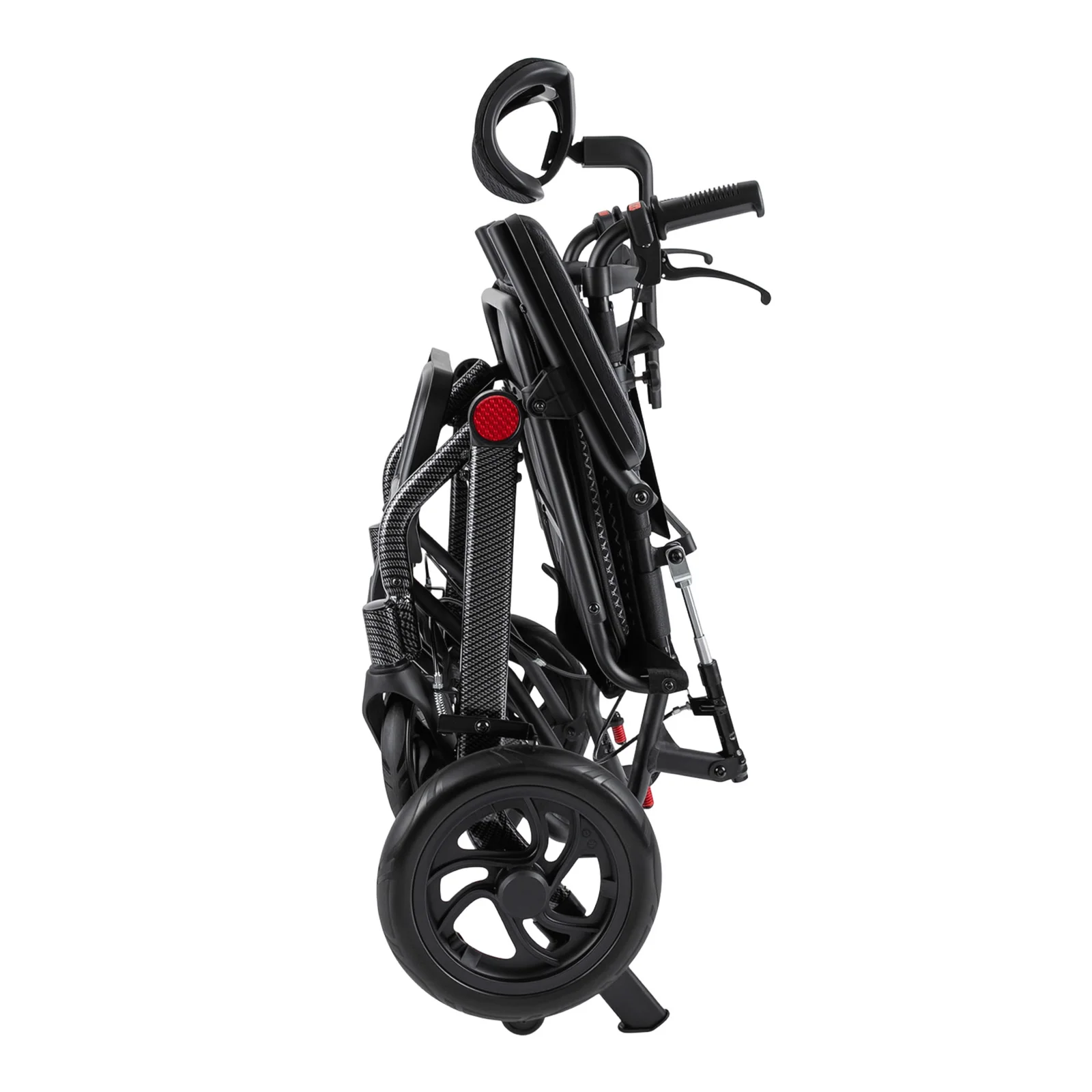Handgeschobener Rollstuhl für Senioren, Faltbarer Liegerollstuhl, Leichtgewichtiger Rollstuhl mit Verstellbarer Kopfstütze, Ergonomisch – Detail 15