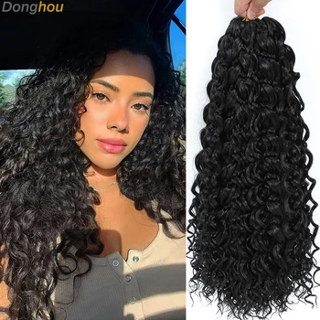 1- 8 Packs Freetress Gogo Curl Crochet Braids 14 18 Inch Synthetic Ocean Wave Water Wave Deep Curly Crochet Hair Beach Curl Hair 1
