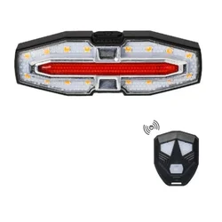 Rechargeable Wireless Turn Signal Bike Tail Light with Remote Control (Silver)