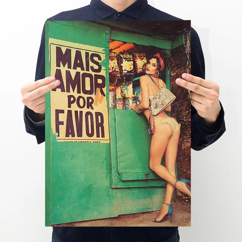 

Sexy Ladies Poster Kraft Paper Print Posters Room Bar Cafe Decor DIY Art Wall Painting European and American decorative painting