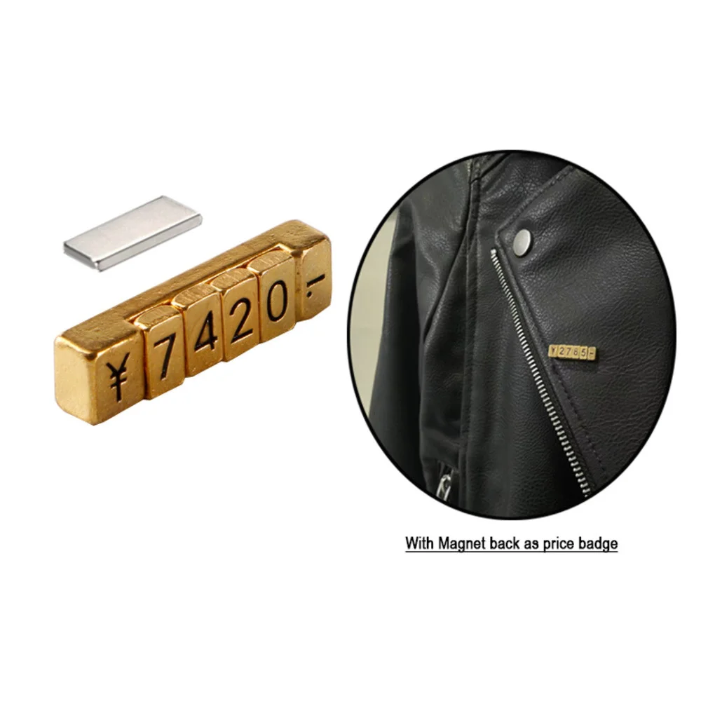 Prezzo Dei Vestiti Talker Gold Magnetic Price Block Kit Numero Per Esposizione Di Gioielli, Prezzo Cube Badge Holder Stand Yuan Currency