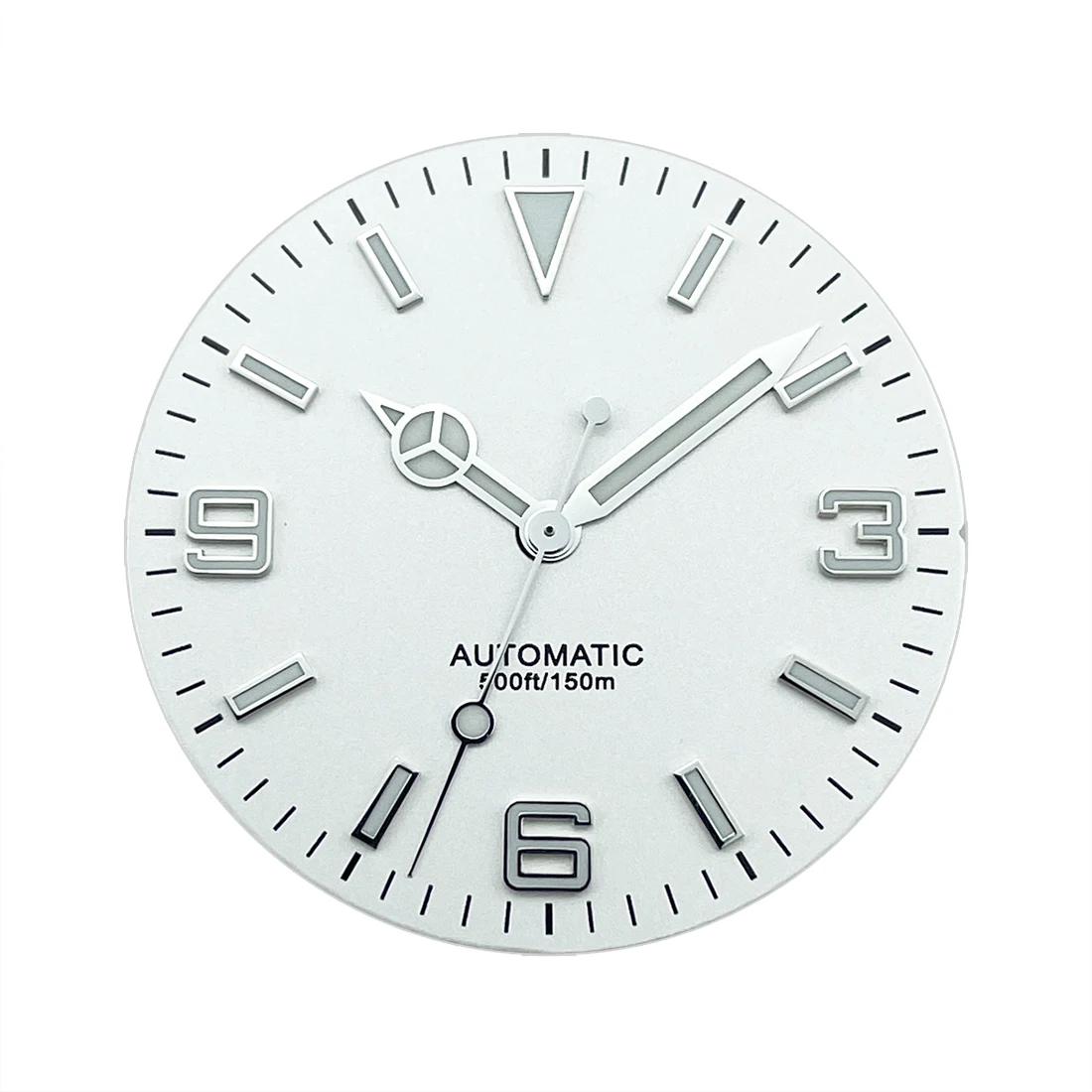 Black and White Explorer Style Watch Dial and Hands Set with Luminous BGW9